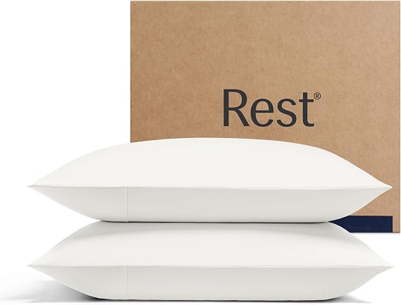 REST Evercool+Cooling Pillowcases King Size 2PCS for Hot Sleepers & Night Sweats, Silver-Infused Fabric for Hygienic Sleep, Sensitive Skin, Silky Smooth for Curly Hair, (19x35 inches)