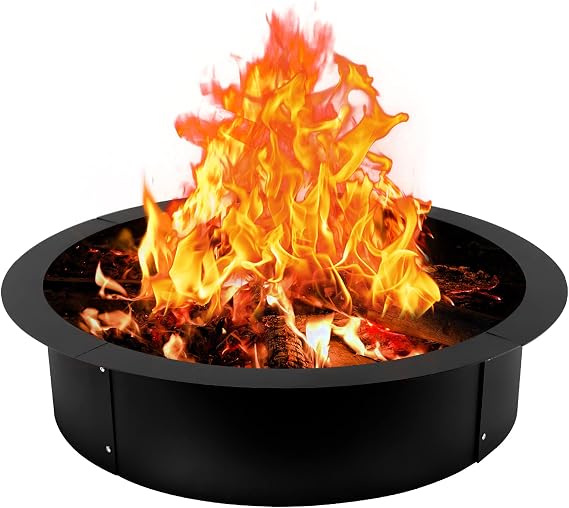 Fire Pit Ring, 45-Inch Round Steel Fire Pit Liner, Heavy Duty Solid Steel, Insert DIY Campfire Ring Above-Ground or In-Ground