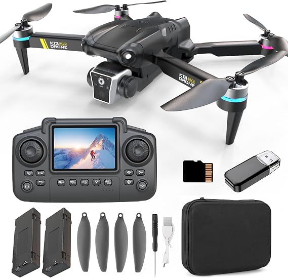 Drone With Camera For Beginner,Build-in Screen,No Phone Needed,2 Batteries | With SD Card,Brushless Motor,Auto Hover,One Key Take Off/Land,360 Flips,Headless Mode