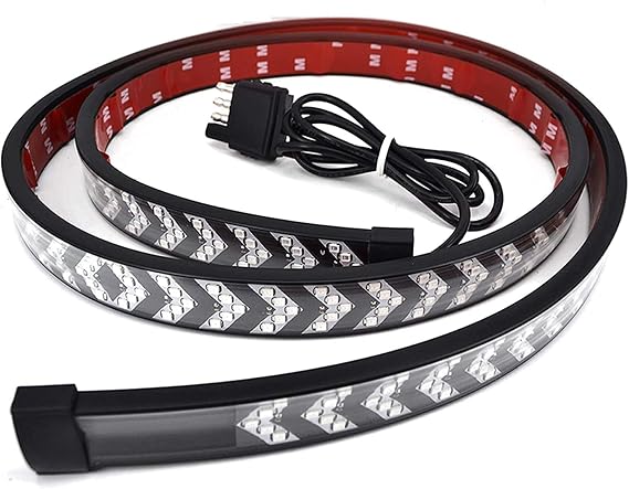 60" LED Tailgate Light-Five Row Red & White LED Truck Tailgate Light Bar- Solid Red Turn Signal, Red Brake Running, White Reverse Tail Light Strip for Truck Pickup Trailer SUV RV Van Car