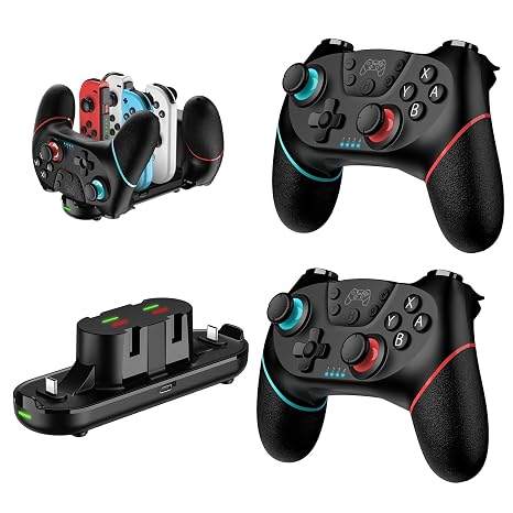VidPPluing 2 Pack Switch Controllers with Charging Dock, Wireless Switch 2 Controller for Switch/2/Lite/OLED, Switch Pro Controller with Motion Sensor/Vibration/Turbo/Wakeup/Charging Cable