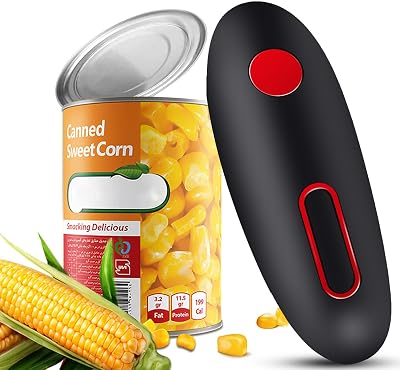 Electric Can Opener, No Sharp Edge Can Opene, One-Touch Electric Can Opener with Auto Shut,Best Kitchen Gadgets Electric Can Openers for Seniors with Arthritis,black