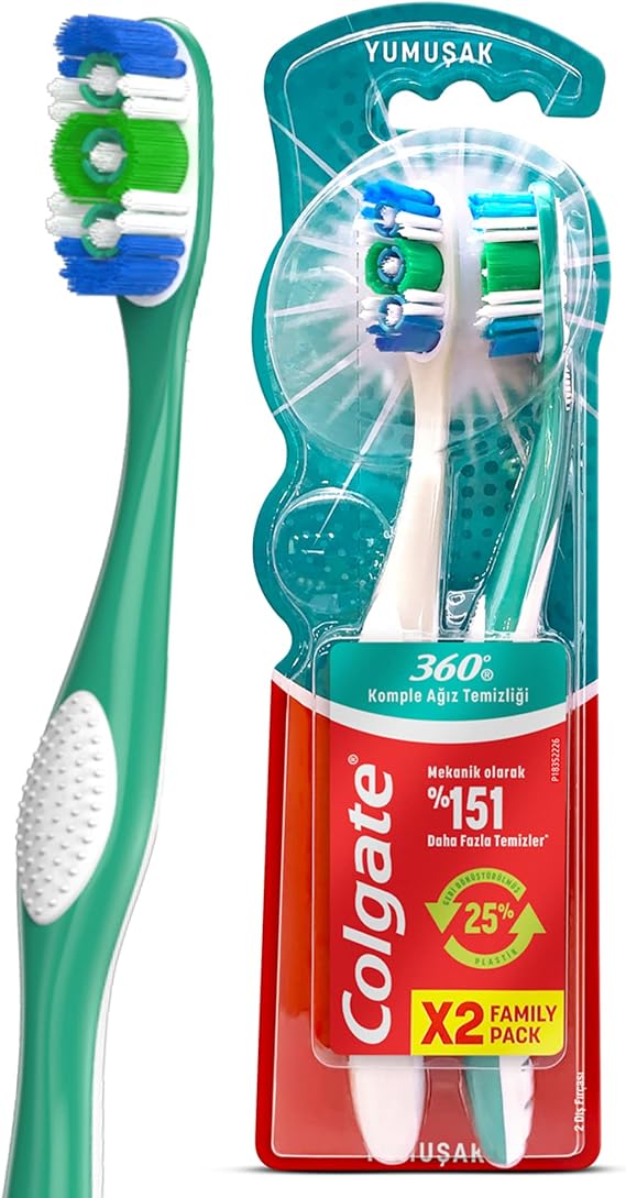 Colgate 360 Complete Oral Cleaning Versatile Protection Soft Toothbrush (1 x 2 Pieces)