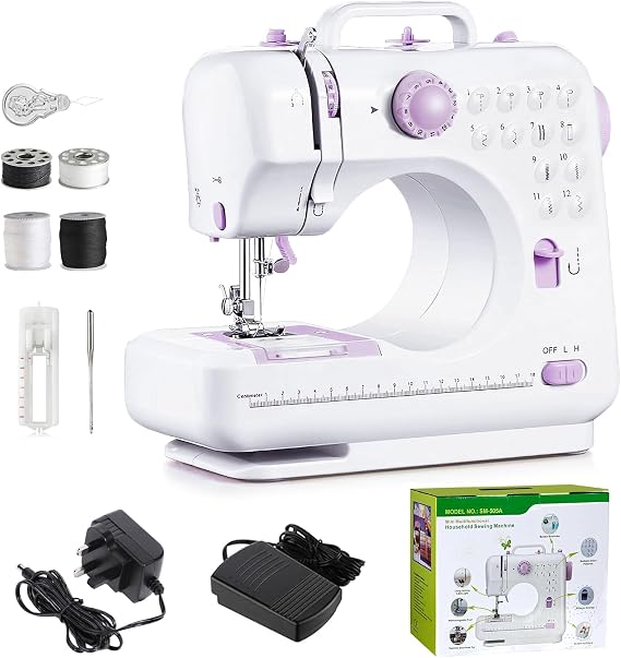 Sewing Machine for Beginner,Mini Sewing Machine Portable Electric Sewings Machines, 12 Stitches Sewings Machine with LED Light, Sewing Accessory Kit for Clothing,Pillowcases, Sheets