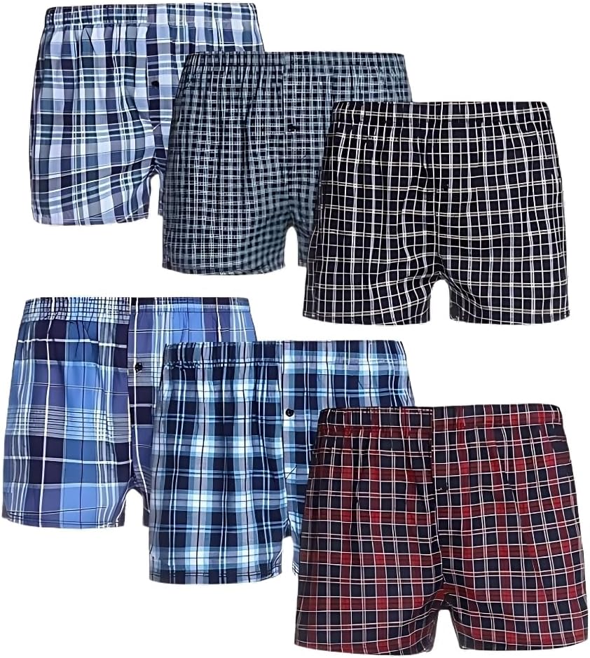 3 Pack Men's Woven Boxer Briefs Shorts Cotton Rich Comfort Fit Loose Underwear Trunks