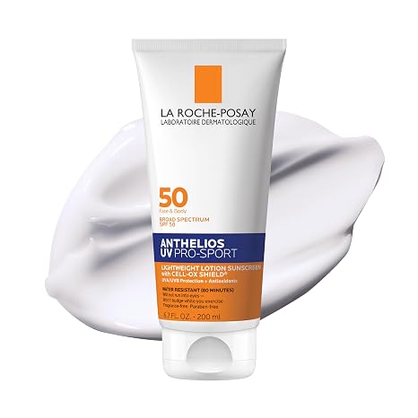 La Roche-Posay Anthelios UV Pro-Sport SPF Face & Body Sunscreen | Long-lasting water resistant invisible, fast absorbing, sunscreen for face, body & sports. Lightweight, breathable formula.