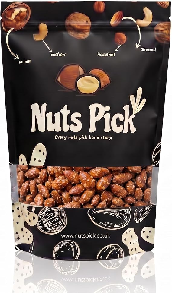 Nuts Pick Honey Roasted Almonds – Crunchy Sweet Whole Almonds with Honey Sugar Coating 1Kg