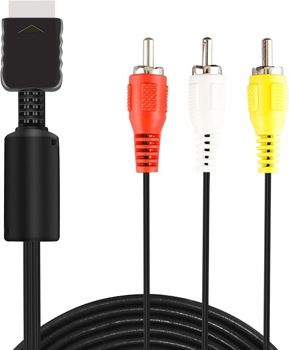 6Ft AV Cable for PS2 PS1 PS3, AV to RCA Composite Audio Video TV Cord Compatible with PlayStation 1 2 3