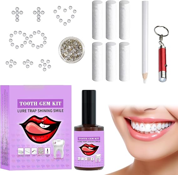 KIKAWORD Tooth Gems Kit, Tooth Gems, DIY Teeth Gems Set, Stylish and Detachable, Robust and Reliable Diamond Crystal Gemstones Create a Dazzling Smile