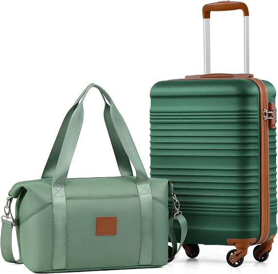 COOLIFE 55×35×20 Cabin Suitcase + 40x25x20cm Ryanair Cabin Bag EasyJet Set