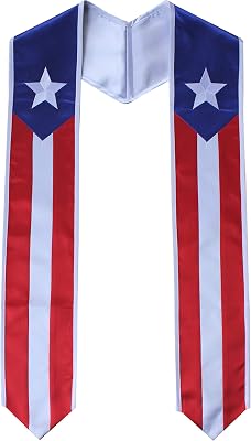 Del Mex Puerto Rico and USA Combo Flag Graduation Sash Stole Country Pride