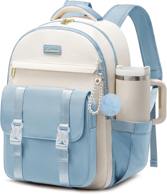 LOVEVOOK School Backpack for Teen Girls, Cute Student Backpack Purse Kid Bookbag for 8-17 Teenage, Back to School Backpacks Fit 15.6 Inch Laptop, College Travel Bag with Large Water Bottle Holder