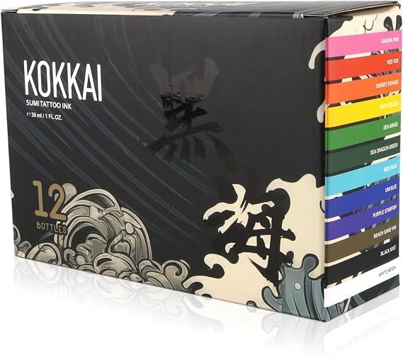 Tattoo Ink, Premium Quality, Precision Medium Viscosity, Rich Hue, Quick Healing, Acrylic-Free, Water-Based, Ready-to-Use Ink for Precision Tattooing (12 Color Pack, 0.5 oz)