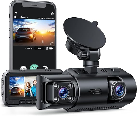4K Dash Cam GPS WiFi 2160P+1080P Front and Inside Dual Dash Camera for Cars, IR Night Vision Interior Dashboard Camera Car Driving Recorder w/G-Sensor, Parking Monitor Support 256GB SD Card