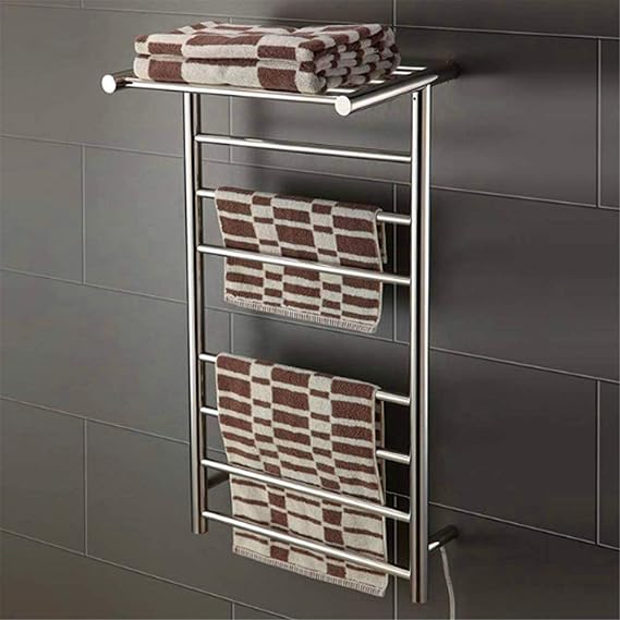 Heated Towel Rail Rails Towel Warmer Stainless Steel Towel Heater 2-in-1 in-Line Bath Towel Heater Electric Heating Drying Rack Bathroom Rack