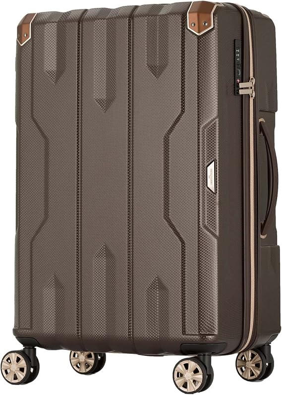 LEGEND WALKER Spatha Checked Luggage 24 Inch, Expandable Hardside Spinner Suitcase with TSA Lock, Lightweight Travel Case, Mocha, 5109-60-MC