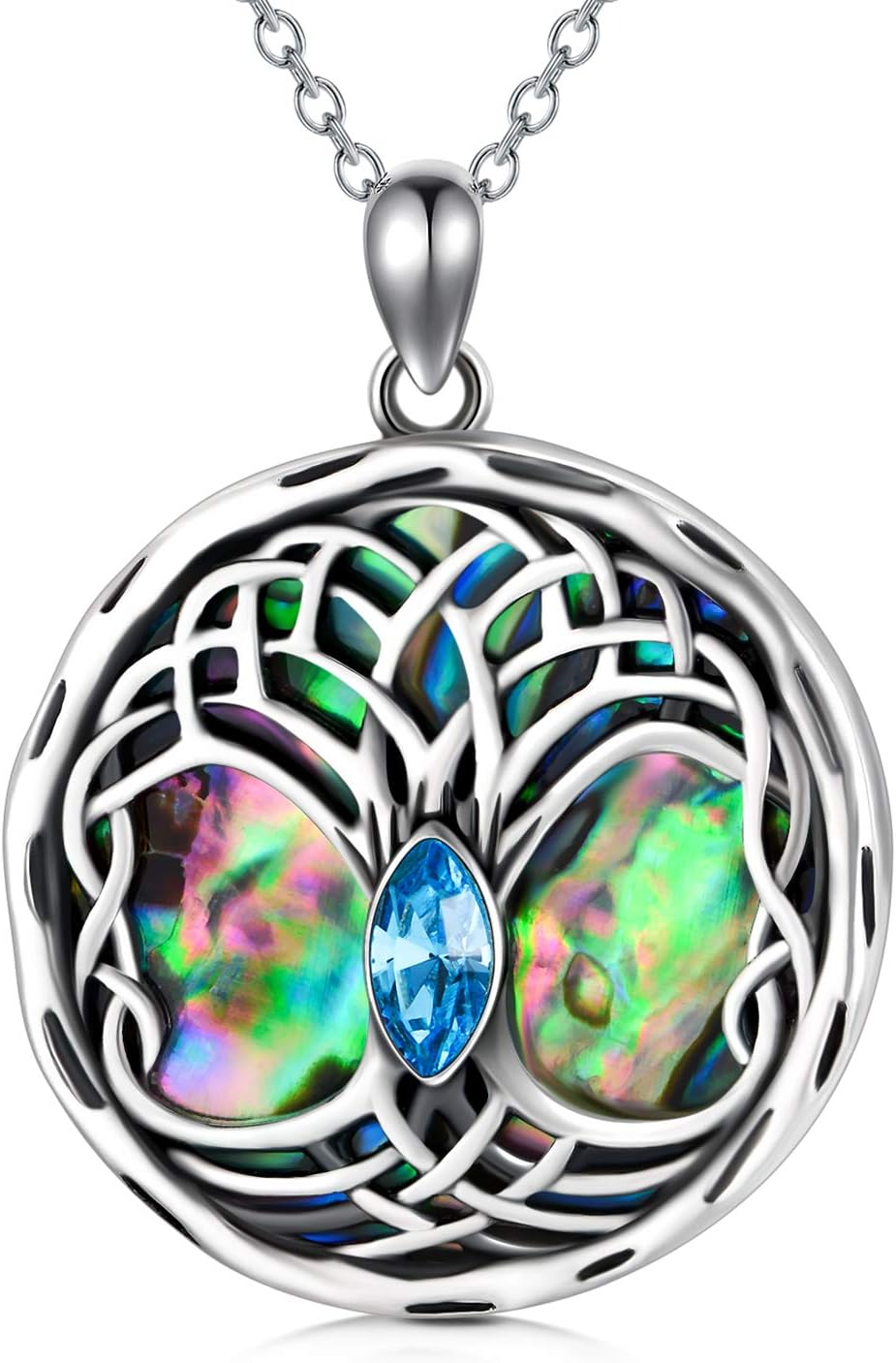 AOBOCO Celtic Tree of Life Necklace Sterling Silver Family Tree Pendant Necklace, Birthday Jewellery Gifts for Women Her