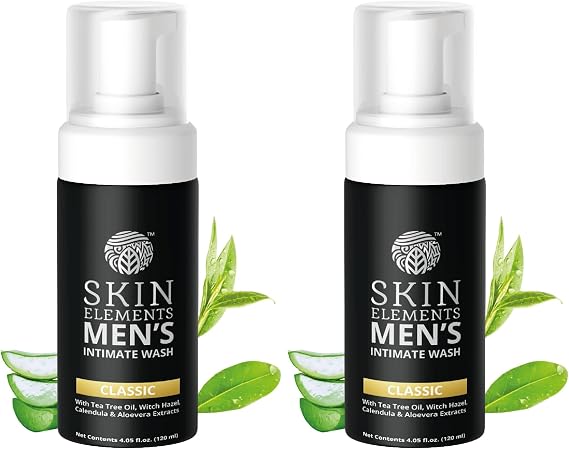 Skin Elements Intimate Wash for Men with Tea Tree Oil (Combo) | pH Balanced Foaming Hygiene Wash | Controls Bad Odor & sweat | Refreshes Intimate Area | 120 ml | Pack of 2