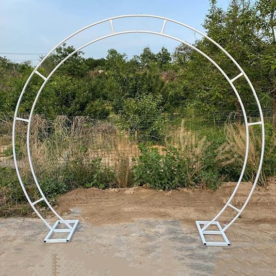 Heavy Duty Metal Wedding Arch Anti-Rust -Moon Gate archway,Circle Garden Arbor Archway,Solid metal construction,For Bridal Party Decoration And Gardens Decorations(White,HxW/2.8x3.2m/9.2x10.5ft)