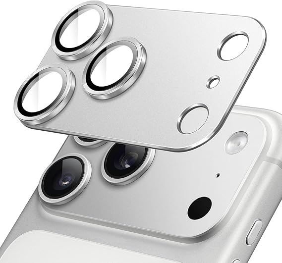 JETech Camera Lens Protector for iPhone 17 Pro, Silver, 1-Pack | Full-Coverage 9H Tempered Glass, Matte Metal Finish, Case-Friendly, HD Clear