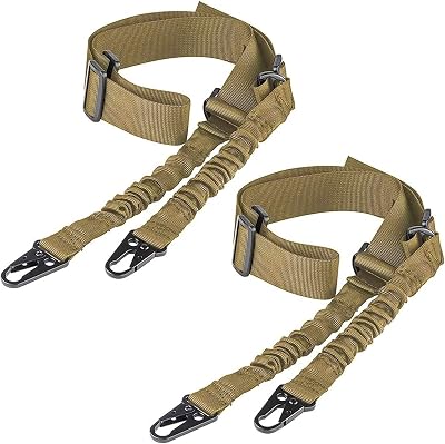 CVLIFE Two Points Sling with Length Adjuster Traditional Sling with Metal Hook for Outdoors 2 Pack