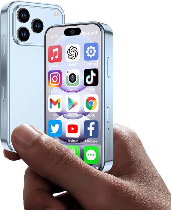 Mini Phone 4G Unlocked, 3.8 Inch Mini Smartphone, Android 12, 2GB+16GB Storage,2000mAh, Dual Camera, GPS, Face ID, Small Pocket Mobile Phones for Kids