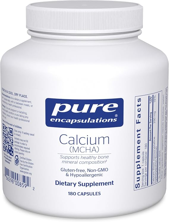 Pure Encapsulations Calcium MCHA, 180 Capsules | Hypoallergenic Supplement to Support Bones*, Support Bone Mineral Composition*