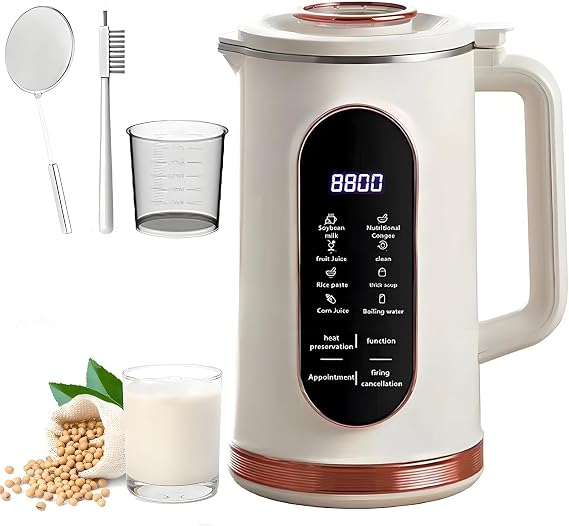 Nut Milk Maker, 1.5L Automatic Plant Milk Maker with 10-Blade Technology, Smart Display, 12H Timer & Keep Warm for Soy, Almond & Vegan Milks