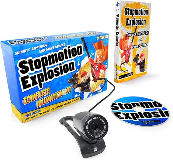 Complete HD Stop Motion Animation Kit | Stop Motion Animation Software with Full HD 1080P Camera, Animation Software & Book (Windows & OS X)