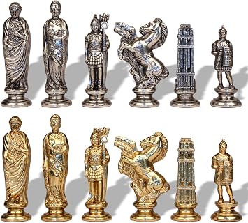 Caesar Theme Metal Chess Set by Italfama