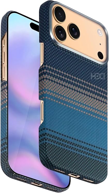 CONSTRAIN - Case Compatible with iPhone 17 Pro Max Magsafe Rechargeable Carbon Fiber Ruaha ArmorAir Cut Edge Kevlar Blue Cover