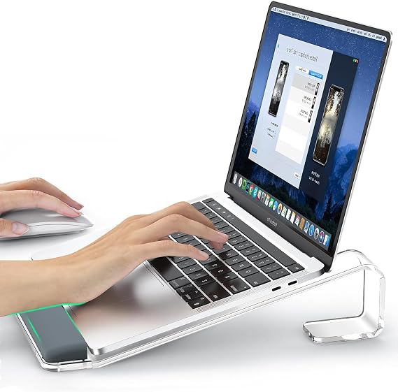 LOXP Acrylic Laptop Stand for Desk, Laptop Stand with Wrist Support