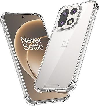 Foluu Clear Case for OnePlus 15 2025, Transparent Hard PC Back & Soft TPU Bumper Reinforced Corners Shockproof Protective Phone Case Slim Fit Thin Cover for OnePlus 15 5G 2025 (Clear)
