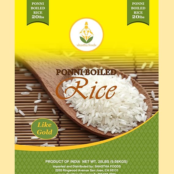 Shastha Ponni boiled rice 20 lbs (Pack of 1) (B-L)