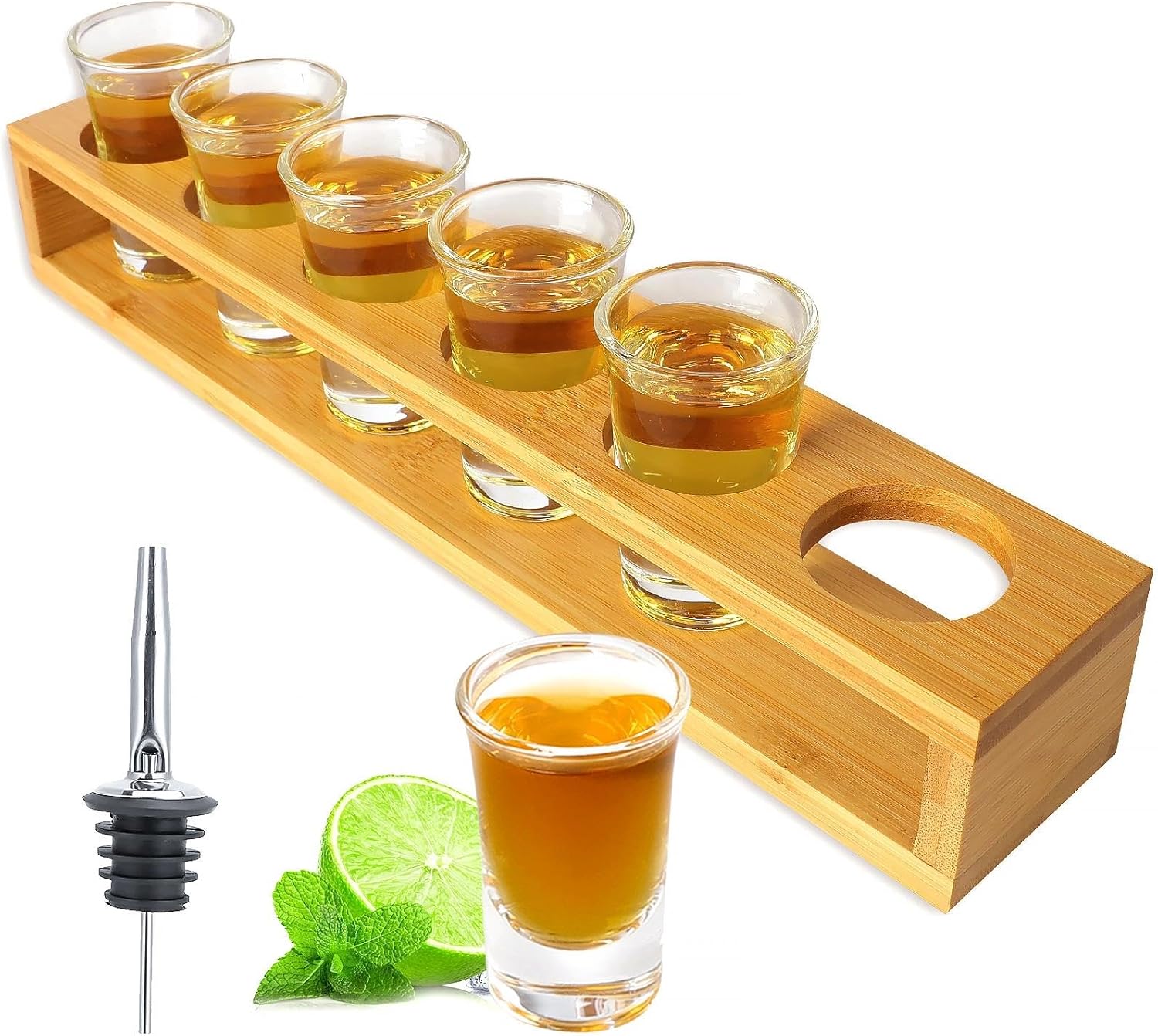 Shot Glass Shot Glasses 3cl Shot Glass Set with Tray Shot Glasses 6 Pieces 30 ml Shot Glasses Set of 6 with Board Shot Glass Holder
