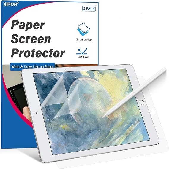 XIRON [2 PACK] Paper Screen Protector for iPad 9th/8th/7th Generation (10.2 Inch, 2021/2020/2019), Matte PET Film for iPad 10.2, Write and Draw Like on Paper, Anti Glare Screen Protector