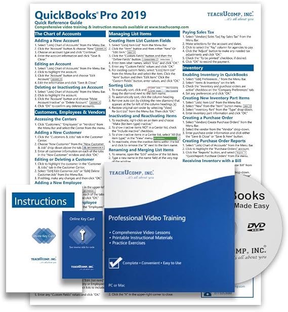TEACHUCOMP DELUXE Video Training Tutorial Course for QuickBooks Desktop Pro 2019- Video Lessons, PDF Instruction Manual, Quick Reference Guide, Testing, Certificate of Completion
