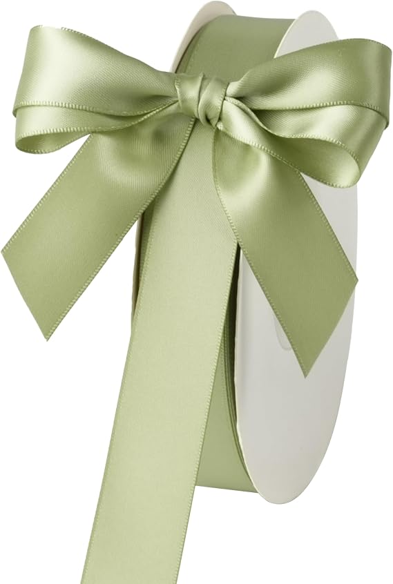 MAYREEL Sage Green Satin Ribbon 7/8 Inch Olive Double Faced 50 Yards | Gift Wrapping, Hair Bows, Bridal Bouquets, Invitation Bands, Party Decor, Large Gift Boxes, Sewing Crafts, Home Decoration