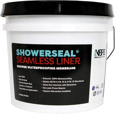 ShowerSeal Tile Shower Waterproofing 3.5 US Gallon - Seamless Liquid Liner Waterproofing Membrane - 100% Leak Proof Roll on Application - Easy to Install 175 SF Coverage!
