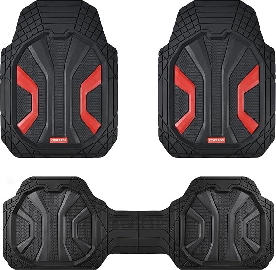 Coverado Car Mats Full Set, 59007 Car Floor Mats All Weather, Deep Dish Waterproof Floor Mat, Trim to Fit Automotive Car Mats, Universal Weather Mats for Cars SUV Trucks Sedans Vans