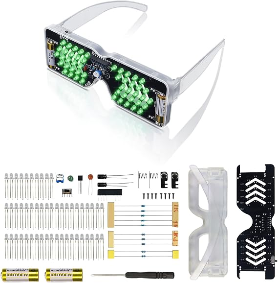 MiOYOOW Sound-Activated LED Light Up Glasses Kit with Battery for School