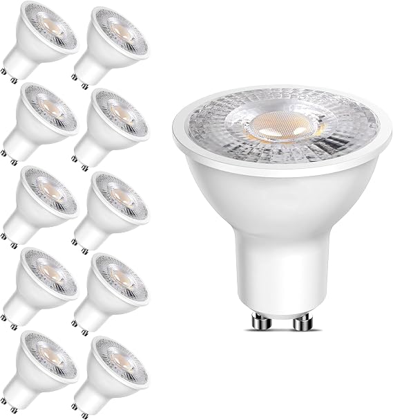 10PCS GU10 LED Bulbs, 6W (50W Equivalent) – Warm White Spotlights with 38° Beam Angle – Energy Saving, Long Life, Non-Dimmable GU10 Light Bulbs for Home & Ceiling Lighting 3000K [Energy Class A]