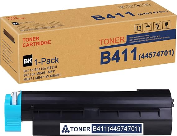 B411 44574701 Toner Cartridge (Black,1 Pack) Replacement for OKI B411d B411dn B431d B431dn MB461 MFP MB471 MB471W MB491 Toner Kit Printer