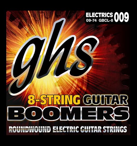 GHS Strings GBCL-8 SET Guitar Boomers Electric Guitar Strings,Gold, Custom Light, 9-74