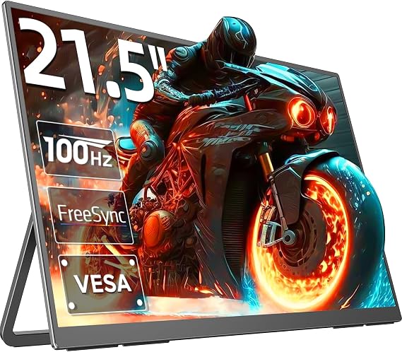 EVICIV Portable Monitor 100Hz 21.5, 100% DCI-P3 QLED 1ms Gaming Monitor | FreeSync, 400Nits, USB-C & HDMI, VESA & Stand, Large Travel Second Screen for Laptop, Computer, Game Consoles
