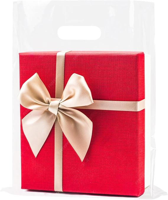 Clear Shopping Bags,Large 12x15 inches, 50 Pack, Plastic Retail Merchandise Bags, Tear Resistant, Durable, Anti-Stretch, 100% Recyclable (12 * 15 inch 50 PACK)
