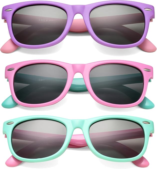 NULOOQ Kids Flexible Polarized Sunglasses for Toddler Boys & Girls, Age 3-8