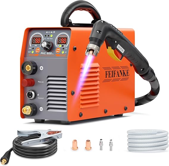 FEIFANKE 230V 50A Plasma Cutter Non Contact Low Frequency IGBT 2T/4T Cutting Torch with Blow Back for Cutting Stainless Steel Aluminium and Copper Maximum Cutting Thickness 25mm