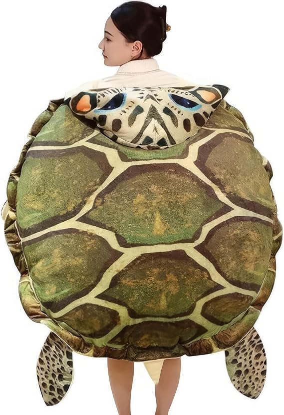 Wearable turtle shell prank pillow, turtle travel pillow, turtle shell stuffed animal cushion, cute and fun gifts (Color : A, Size : 100cm/40Inch)