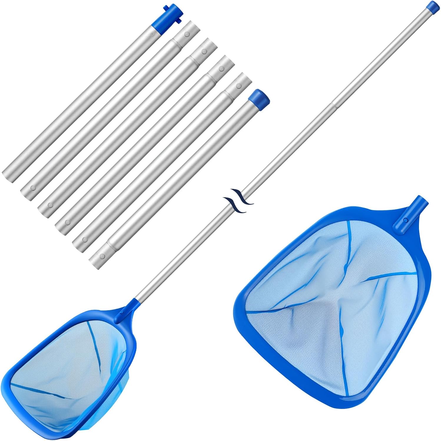 Tavaleu Pool Skimmer Net,Deep Pool Leaf Net with Reinforced Frame, Large Capacity Rake Net for Cleaning, Debris Pickup Removal